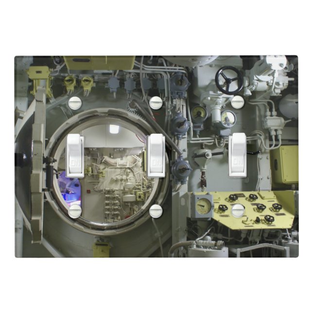 hatch on an old retro submarine light switch cover (In Situ)