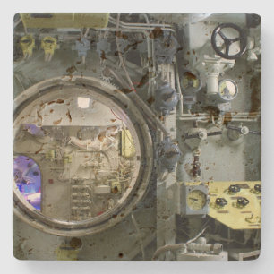 hatch on an old retro submarine stone coaster