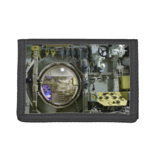 hatch on an old retro submarine trifold wallet