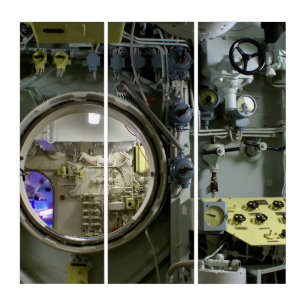 hatch on an old retro submarine triptych