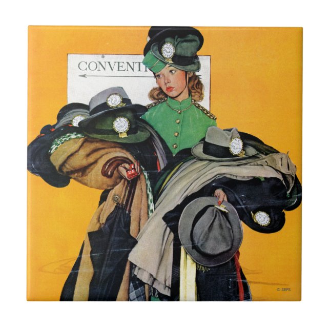 Hatcheck Girl Ceramic Tile (Front)