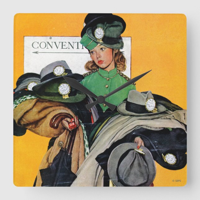 Hatcheck Girl Square Wall Clock (Front)