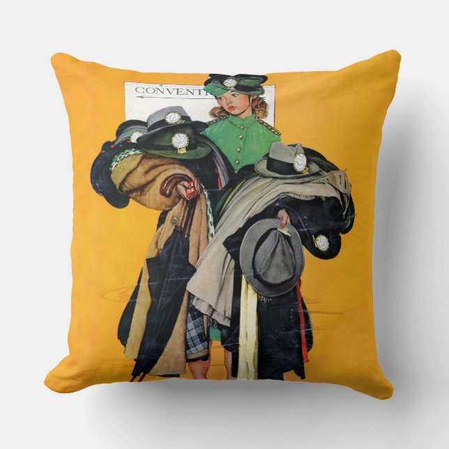 Hatcheck Girl Throw Pillow (Front)