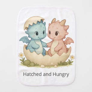 Hatched and Hungry Baby Dragons Fantasy Burp Cloth