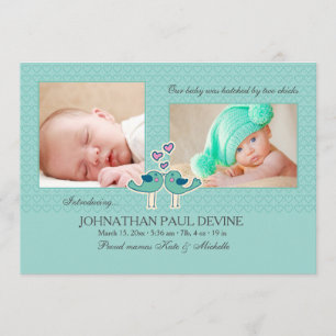 Hatched By Two Chicks Tl Photo Birth Announcement