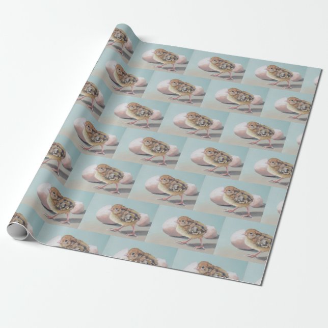 Hatched Chick Bird Art Wrapping Paper (Unrolled)