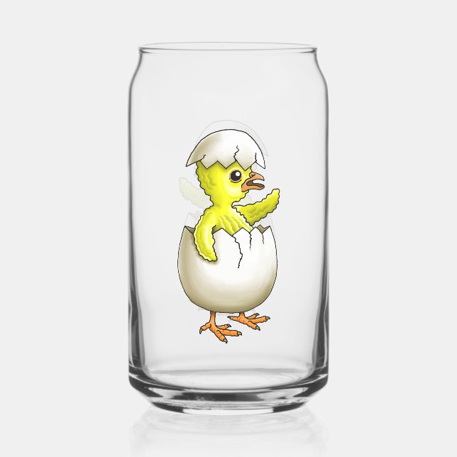 Hatched Easter Chicken Can Glass (Front)