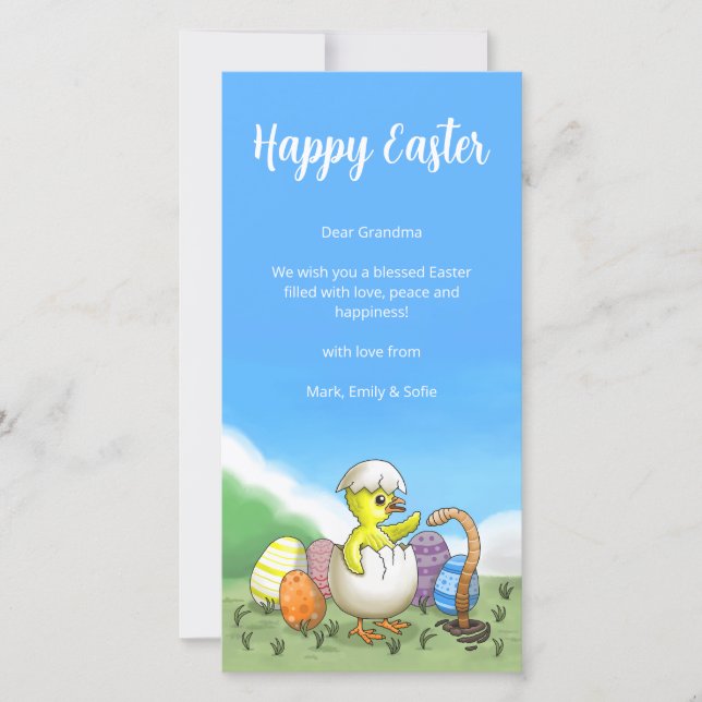 Hatched Easter Chicken Holiday Card (Front)