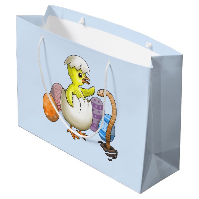 Hatched Easter Chicken Large Gift Bag (Back Angled)