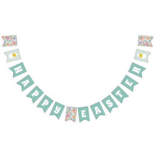 Hatched Floral Easter Party Bunting Banner _ Mint