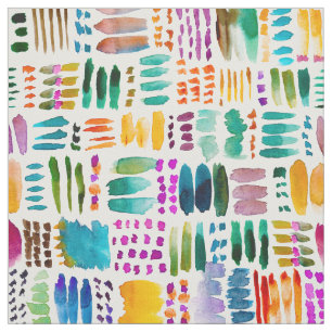 HATCHED PLANS Tribal Geo Watercolor Dashes Fabric