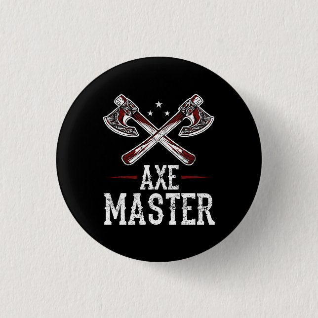 Hatchet Ax Throwing Lumberjack Ax Master Button (Front)