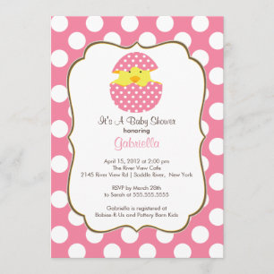 Hatching Chick Baby Shower Invitation Pink Girl