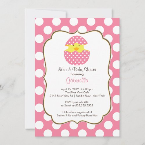 Hatching Chick Baby Shower Invitation Pink Girl