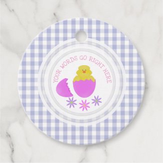 Hatching Chick Gingham Personalized Favor Tags