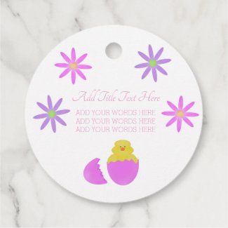Hatching Chick Gingham Personalized Favor Tags