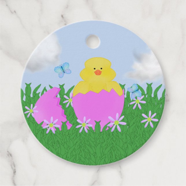 Hatching Chick Personalized Favor Tags (Front)