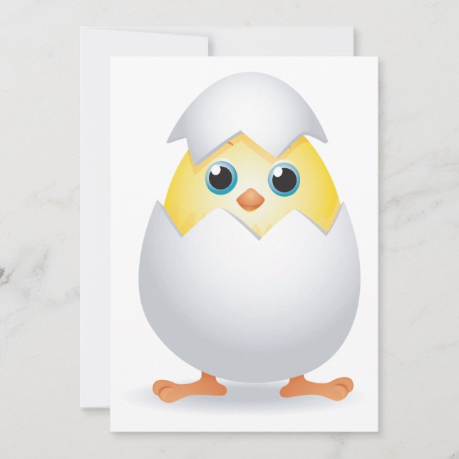 Hatching Chick Yellow Baby Chicken in Egg Shell Invitation (Front)