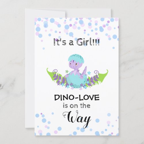  Hatching Dinosaur Baby Girl Shower Invitation