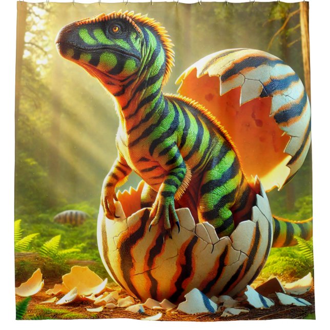 Hatching Dinosaur Shower Curtain (Front)