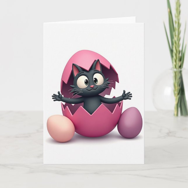 Hatching Kitty Hello Card (Front)