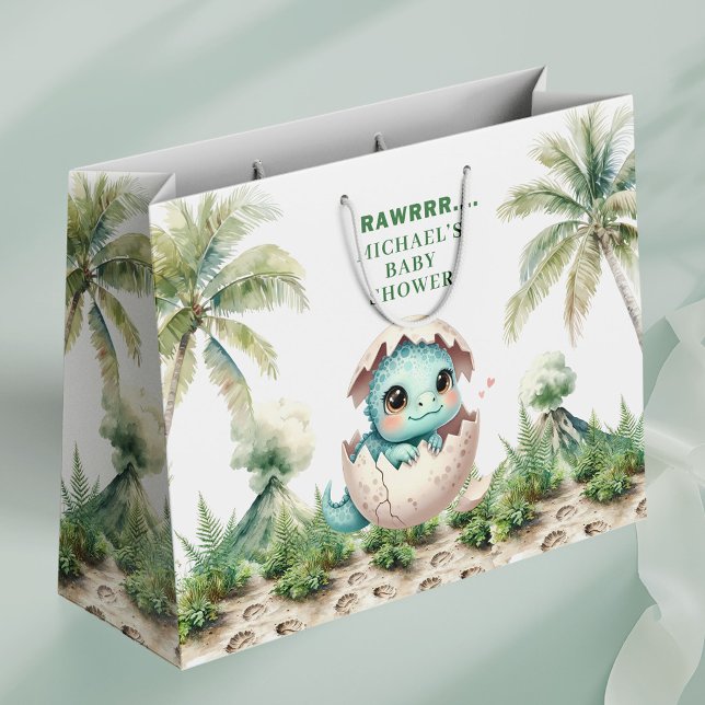 Hatching Soon Baby Dino Gift Bag Shower Theme (Hatching Soon Baby Dino Gift Bag Shower Theme)