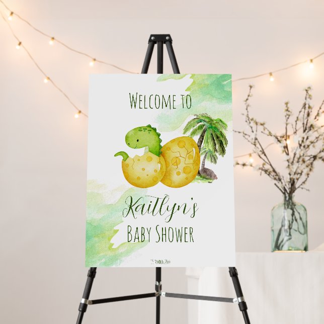 Hatching soon baby dinosaur baby shower welcome  foam board (In Situ (Stand))