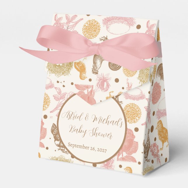 Hatching Soon" Baby Girl Baby Shower Favor Boxes (Front Side)