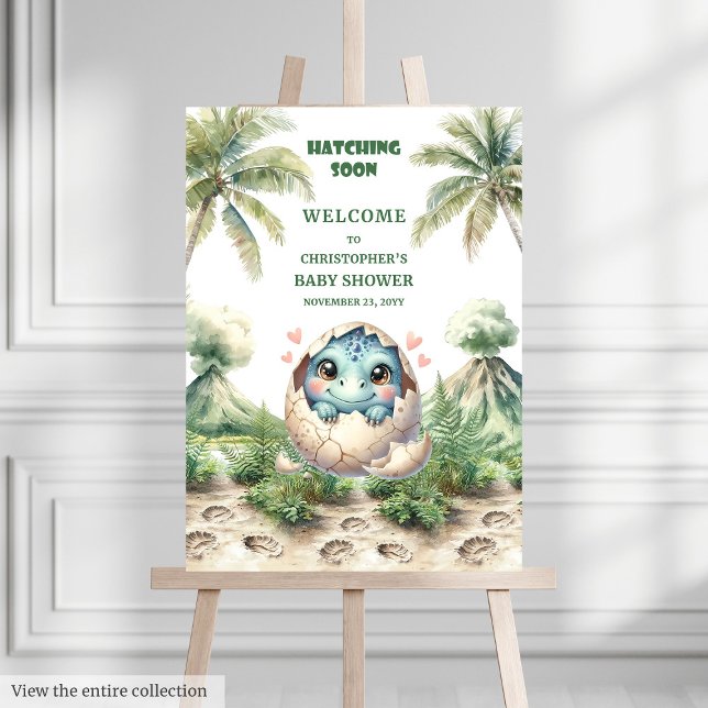 Hatching Soon Baby Shower Welcome Poster Dino (Hatching Soon Baby Shower Welcome Poster Dino)