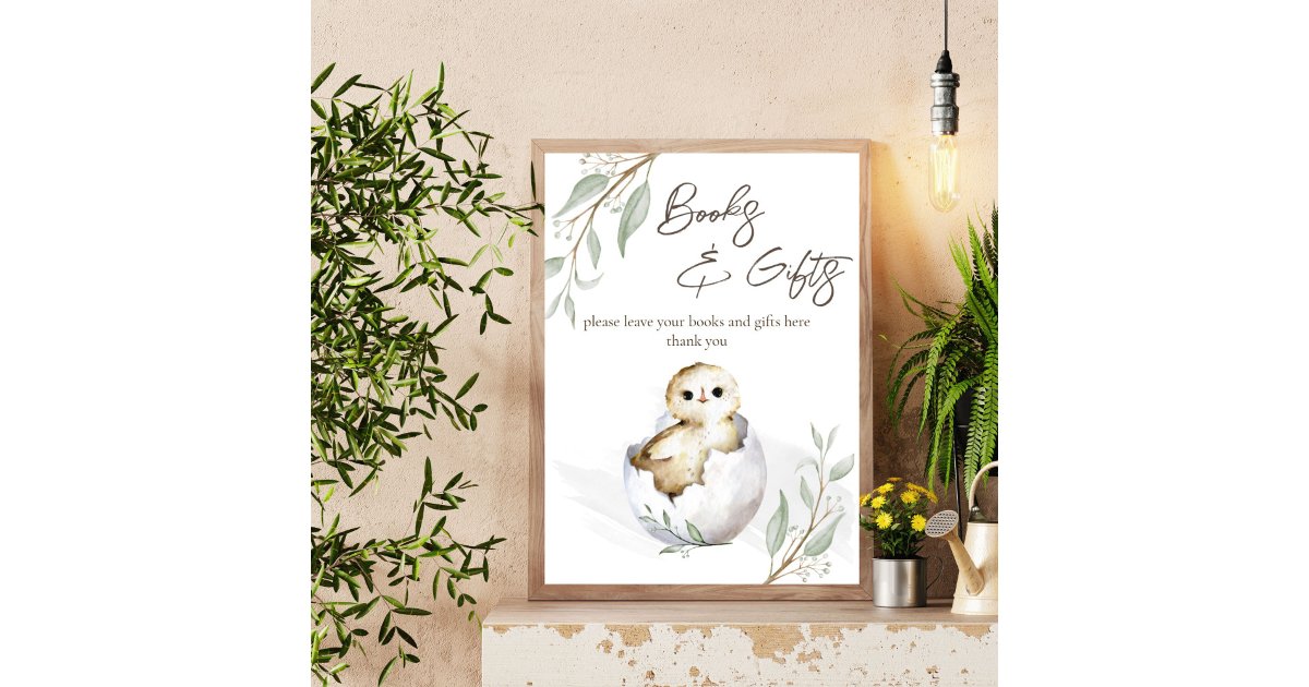 Hatching soon bird baby shower books gifts sign | Zazzle