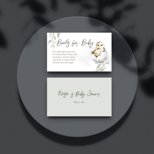 Hatching soon bird baby shower books request enclosure card