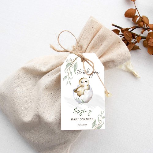 Hatching soon bird spring baby shower favor gift tags