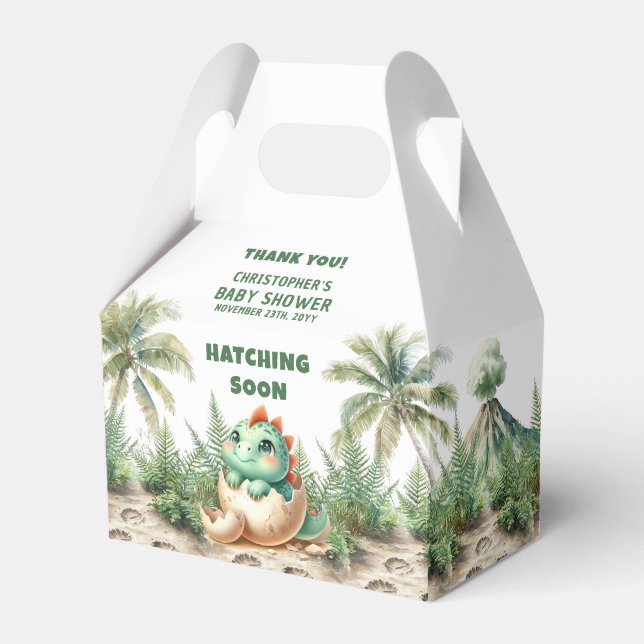 Hatching Soon Boy Baby Favor Box Personalized (Front Side)