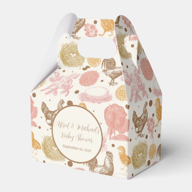 Hatching Soon Chicken Girl Baby Shower Favor Boxes (Front Side)