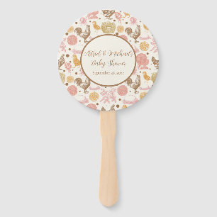 Hatching Soon Chicken Girl Baby Shower Hand Fan