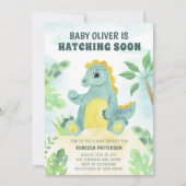 Hatching Soon Cute Boy Dinosaur Baby Shower Invitation (Front)