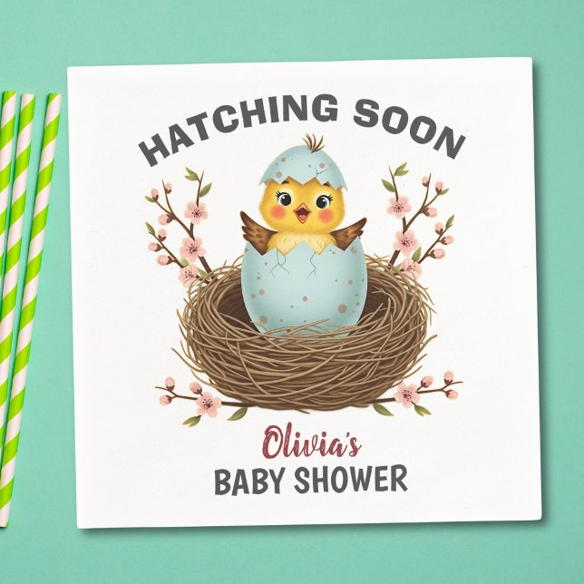 Hatching Soon Cute Chick Baby Shower Napkins (Creator Uploaded)