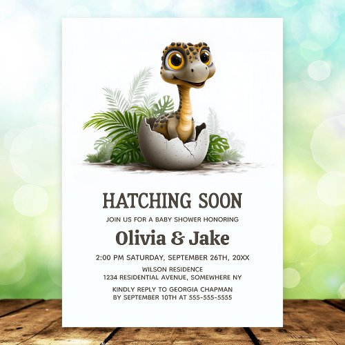 Hatching Soon Cute Dinosaur Baby Shower