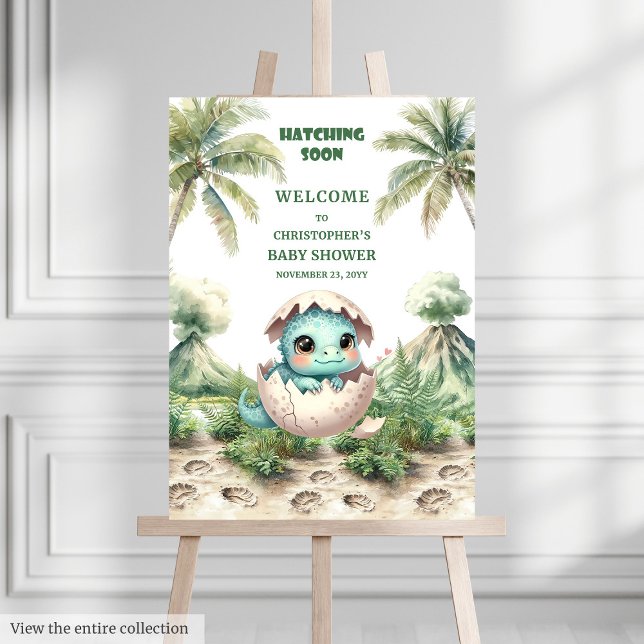 Hatching Soon Cute Dinosaur Baby Shower Welcome Foam Board (Hatching Soon Cute Dinosaur Baby Shower Welcome Foam Board)