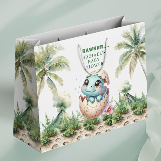 Hatching Soon Dino Egg Baby Shower Gift Bag (Hatching Soon Dino Egg Baby Shower Gift Bag)