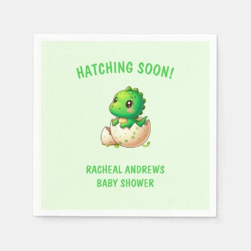Hatching soon Dinosaur Baby Shower Baby Boy Napkins