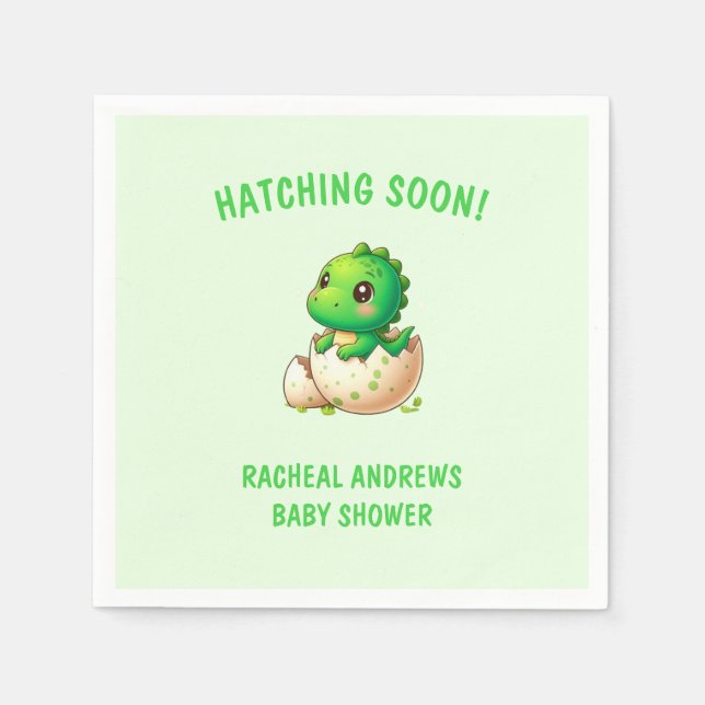 Hatching soon Dinosaur Baby Shower Baby Boy Napkins (Front)
