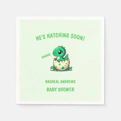 Hatching soon Dinosaur Baby Shower Baby Shower Napkins