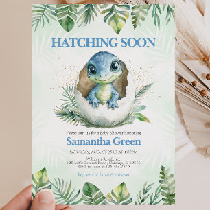 Hatching Soon Dinosaur Baby Shower Invitation