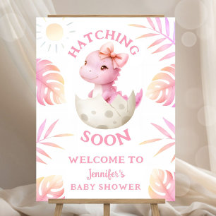 Hatching Soon Dinosaur Baby Shower Pink Welcome Foam Board