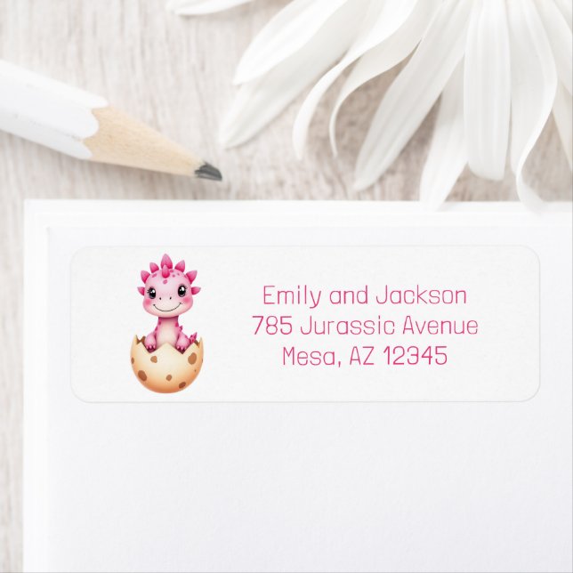 Hatching Soon Dinosaur Baby Shower Return Address Label (Insitu)