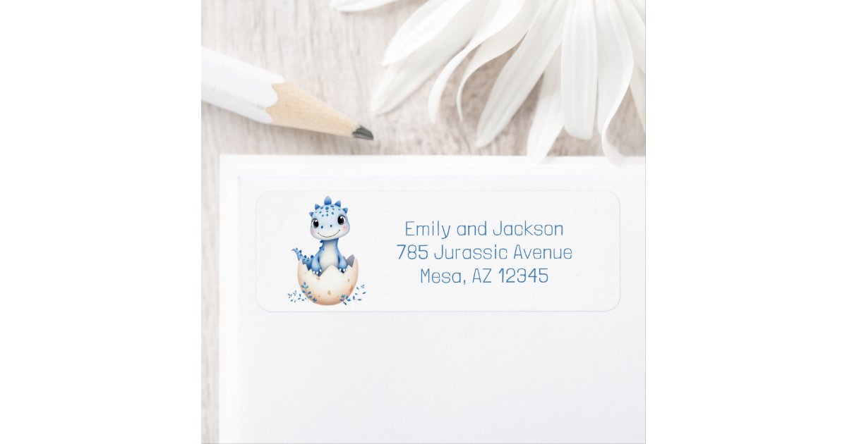 Hatching Soon Dinosaur Baby Shower Return Address Label | Zazzle