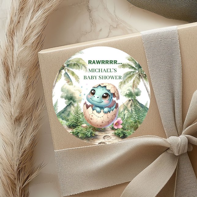 Hatching Soon Dinosaur Baby Shower Stickers (Hatching Soon Dinosaur Baby Shower Stickers)