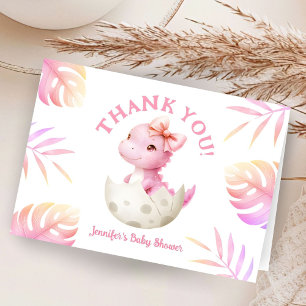 Hatching Soon Girl Baby Shower Folded Thank You Card