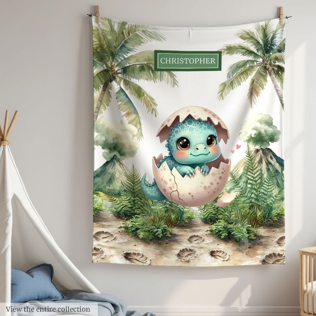 Hatching Soon Personalized Baby Blanket Boy Shower (Hatching Soon Personalized Baby Blanket Boy Shower Dino)